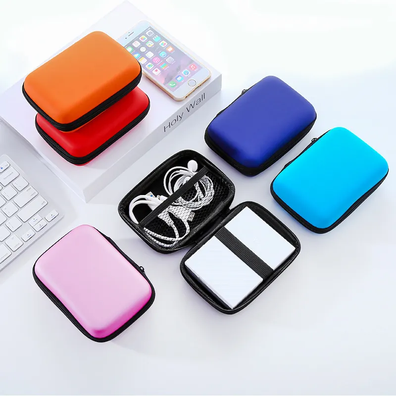 Étui de Transport Portable pour Disque Dur 2.5 Pouces EVA Antichoc Étanche Sac de Rangement pour Disque Externe Câble USB Accessoires Power Bank