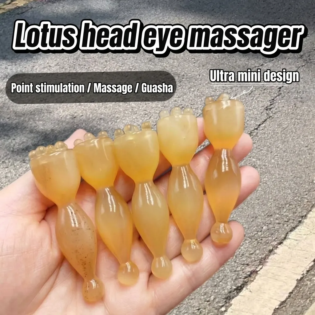 Lotuszaadpeulvormige Oogmassageapparaat Handmatige Gezichtsmassagestok Amber Hars Oogverzorging Voor Donkere Kringen En Fijne Lijntjes