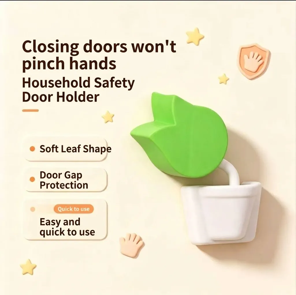 Leaf Shape Door Stopper For Kids Child Safety Finger Pinch Guard Soft Buffer Door Jammer For Home Bedroom Office