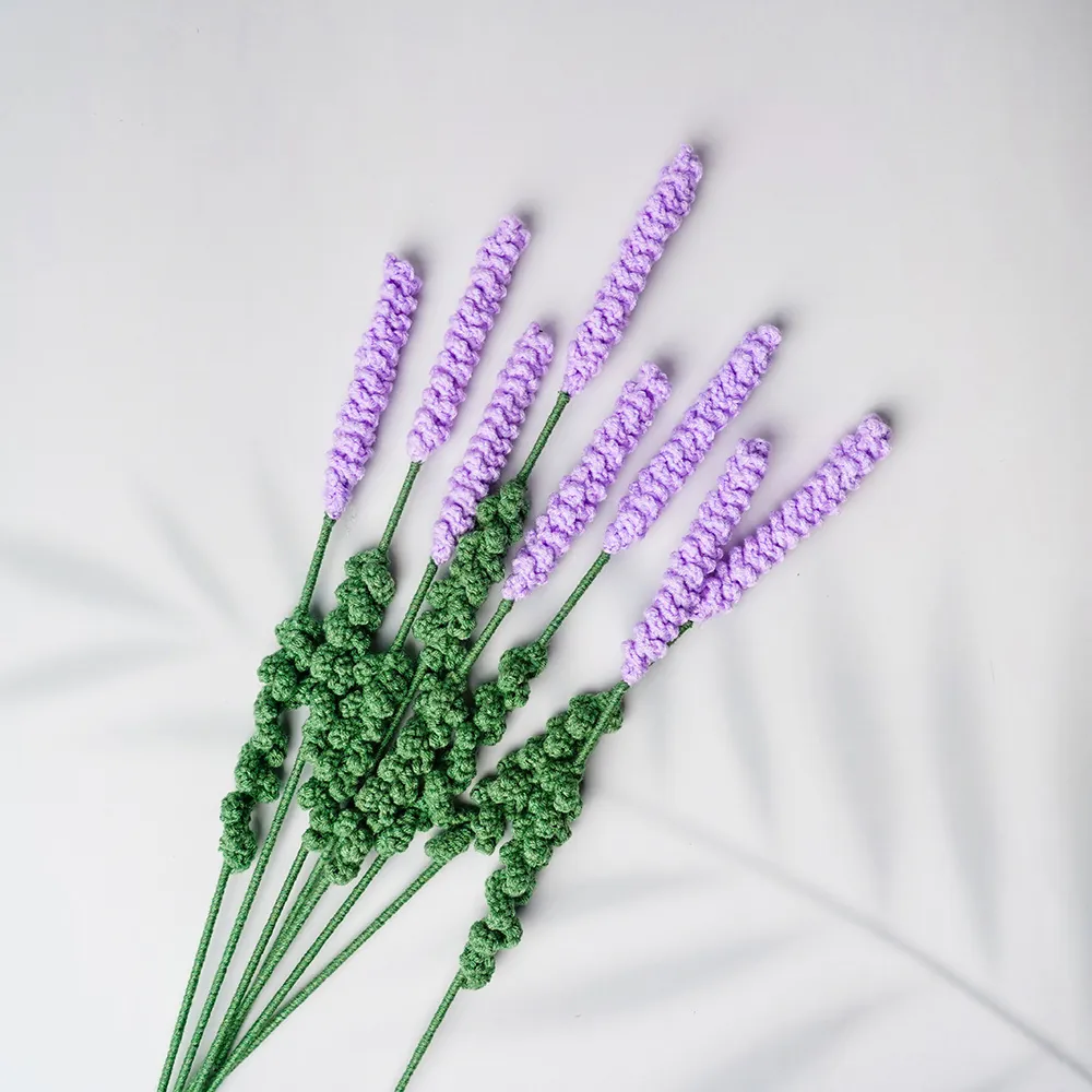Ramo de Lavanda Artificial Tejido a Mano Flores Secas de Seda Tallo de Planta Para Hogar Sala de Estar Mesa Decoración Boda Fiesta Arreglo Floral Regalo