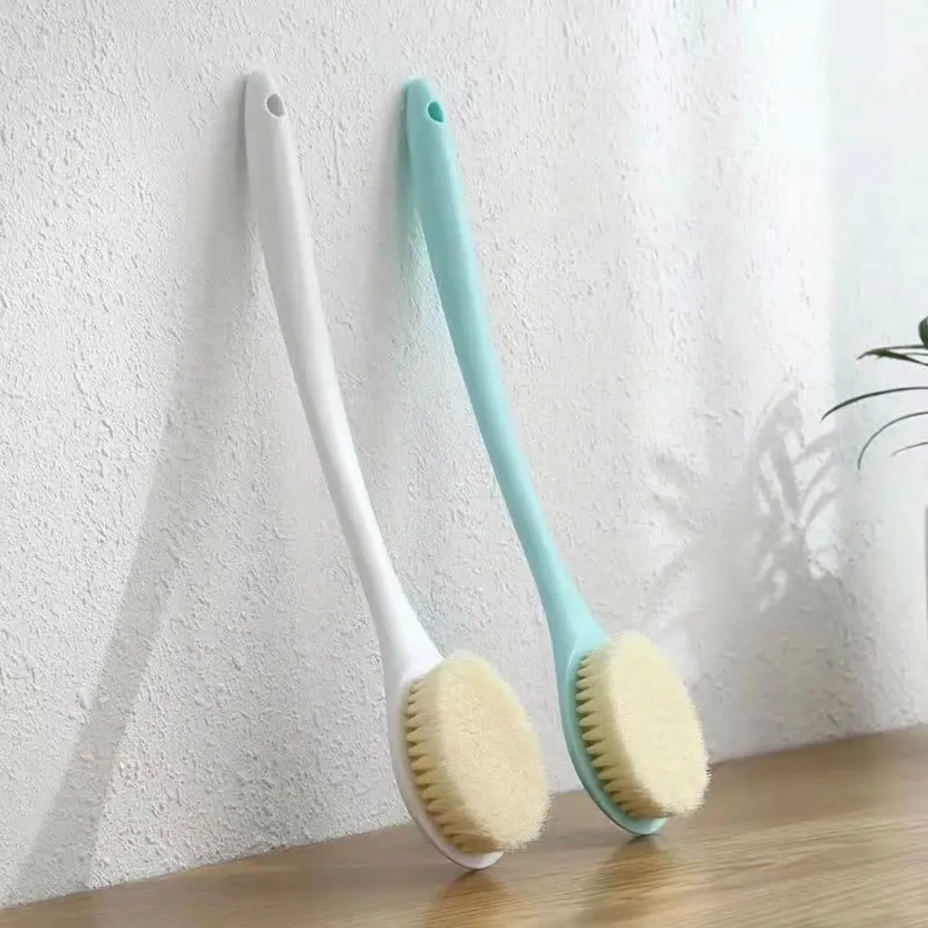 Long Handle Nylon Bristles Shower Body Brush For Back Scrubbing Exfoliating Massage Bath Brush For Bathroom Home Adults