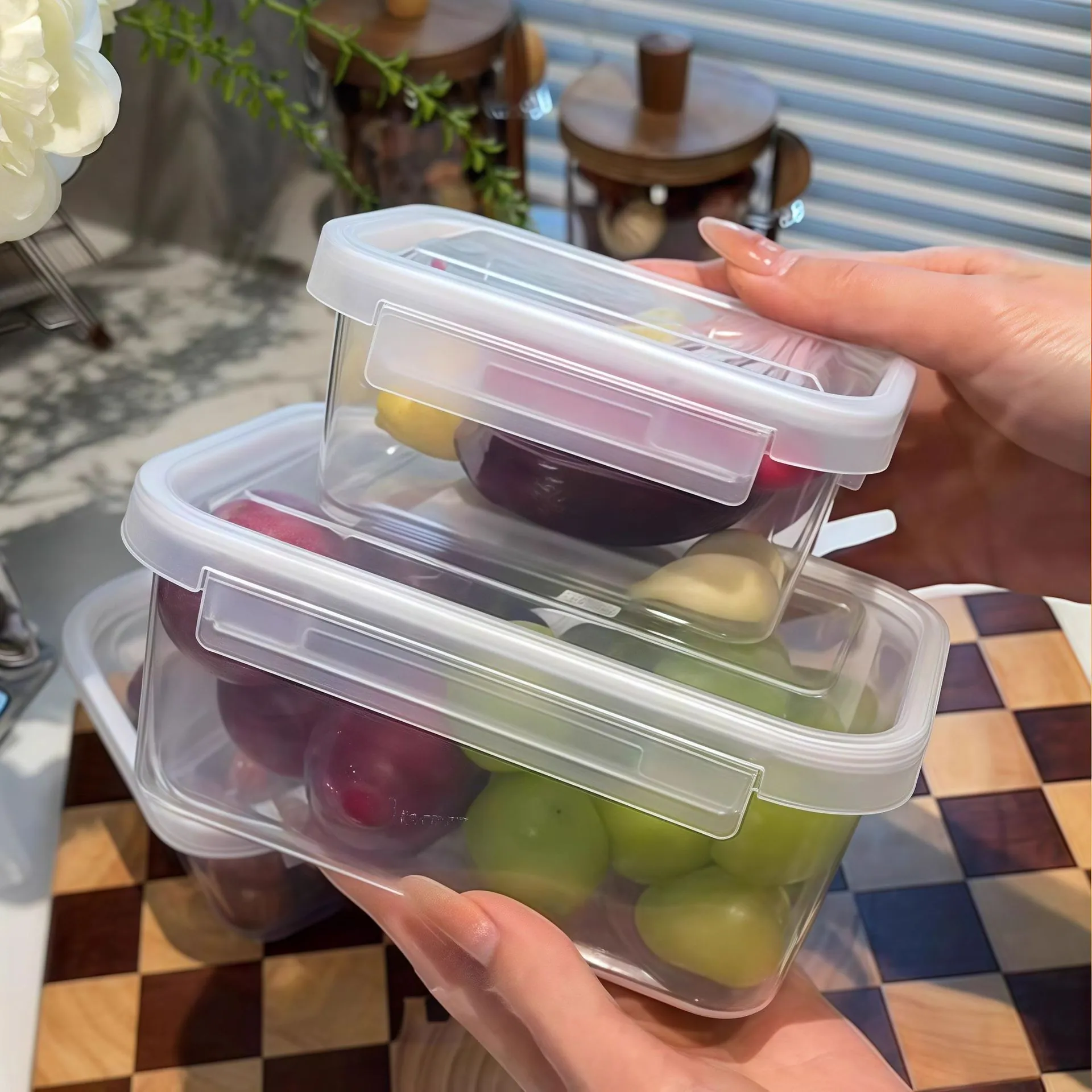 Refrigerator Food Storage Box Sealed Microwavable PP Plastic Fresh Keeping Container For Fruit Meal Portable Kitchen Lunch Box