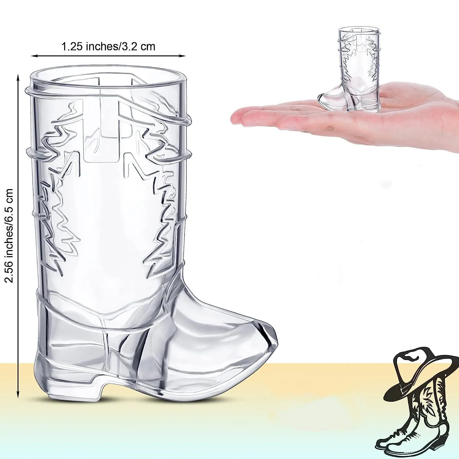 Cowboy Boot Shot Glasses Plastic Mini Cowboy Boot Cups For Bachelorette Western Theme Party Transparent Pink Brown Drinkware
