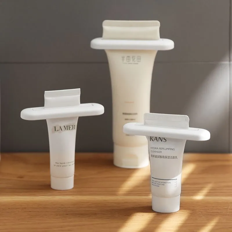Manual Plastic Toothpaste Squeezer Bathroom Facial Cleanser Hand Cream Tube Squeezer Household Waste Reduction Tool White