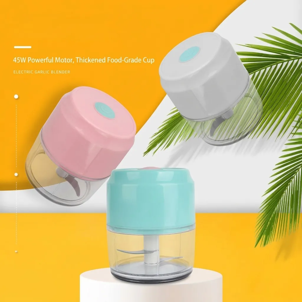 Mini Wireless Electric Garlic Chopper Portable Food Processor USB Charging Vegetable Mincer Garlic Masher Kitchen Tool