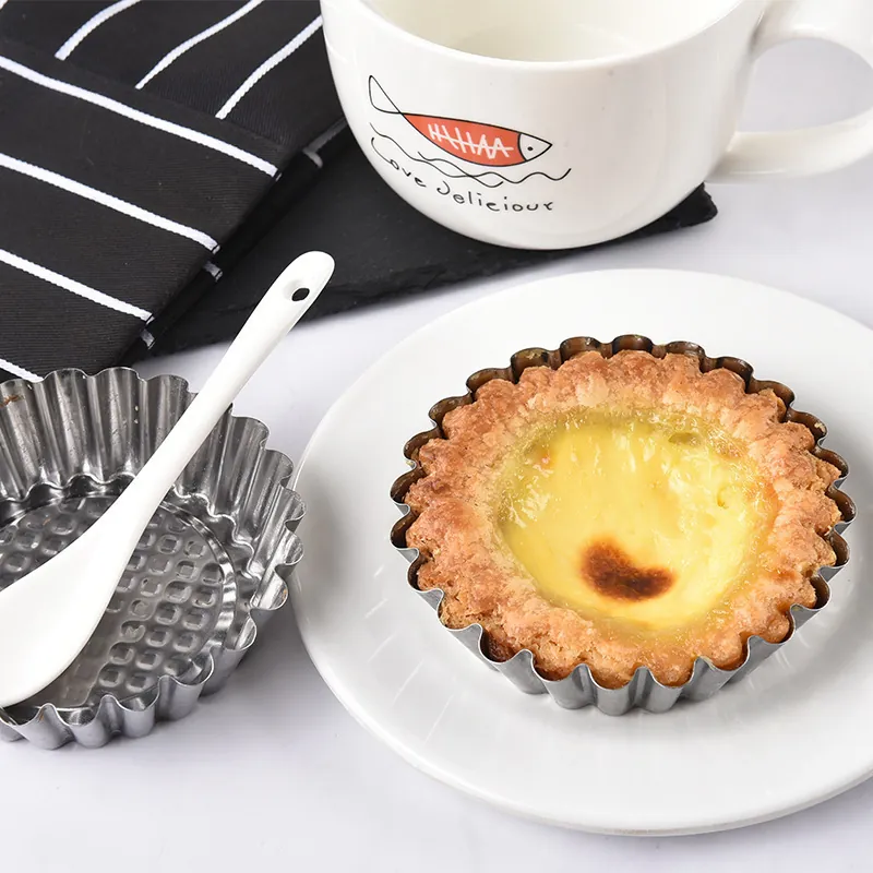 Wiederverwendbare 430 Edelstahl Eierkuchenform Geriffelte Chrysanthemenform Kuchenform DIY Backwerkzeuge Für Hausküche Gebäck
