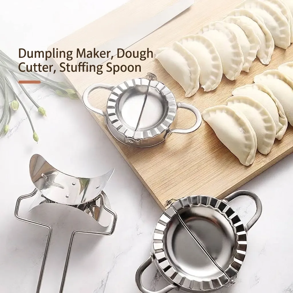 304 Stainless Steel Dumpling Maker Set Manual Dough Press Mold Slicer Stuffing Spoon Kitchen Pastry Ravioli Maker Gadgets