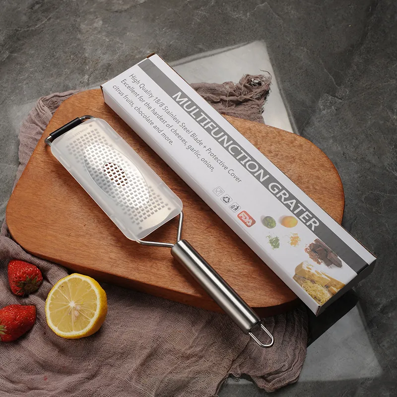 Grattugia per Formaggio in Acciaio Inossidabile 304 Grattugia per Limone Professionale Con Manico in Metallo e Coperchio Protettivo per Cucina