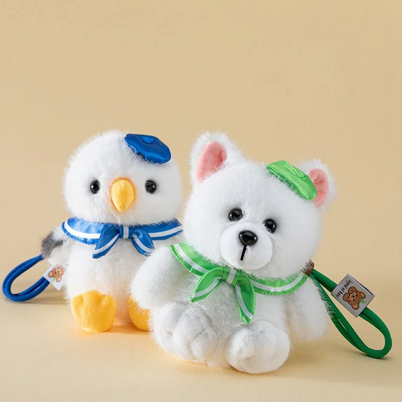 Cute Marine Series Seagull Arctic Fox Plush Keychain Soft Stuffed Animal Bag Pendant Accessory Gift For Kids Women