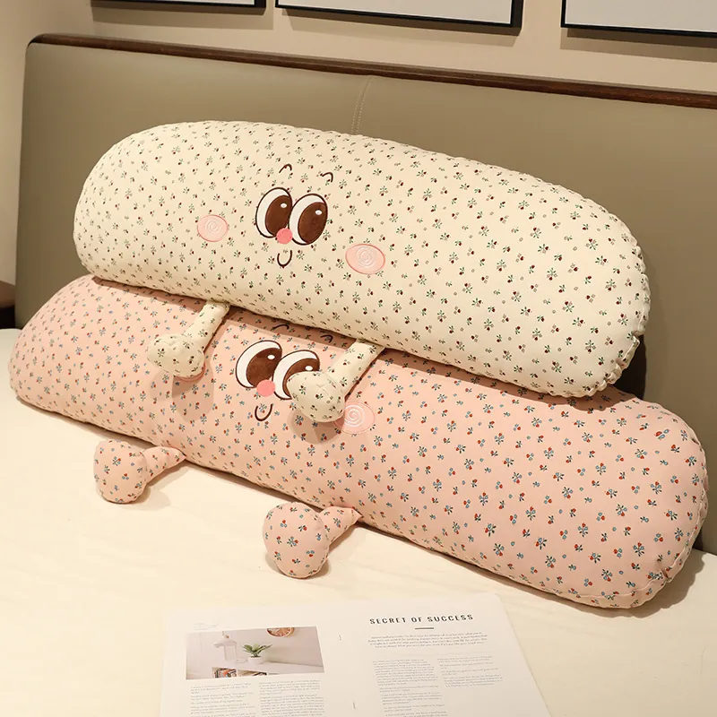 Pastoral Blumen Seitenschläferkissen Niedliches Cartoon Gesicht Lang Kissen Für Schlafzimmer Cord Kissen Für Bett Rückenlehne Damen Kinder