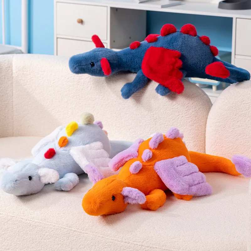 Creativo Dinosauro Lungo Peluche Morbido Drago Animale di Peluche Cuscino da Abbraccio Decorativo Bambola da Sonno Regalo per Bambini