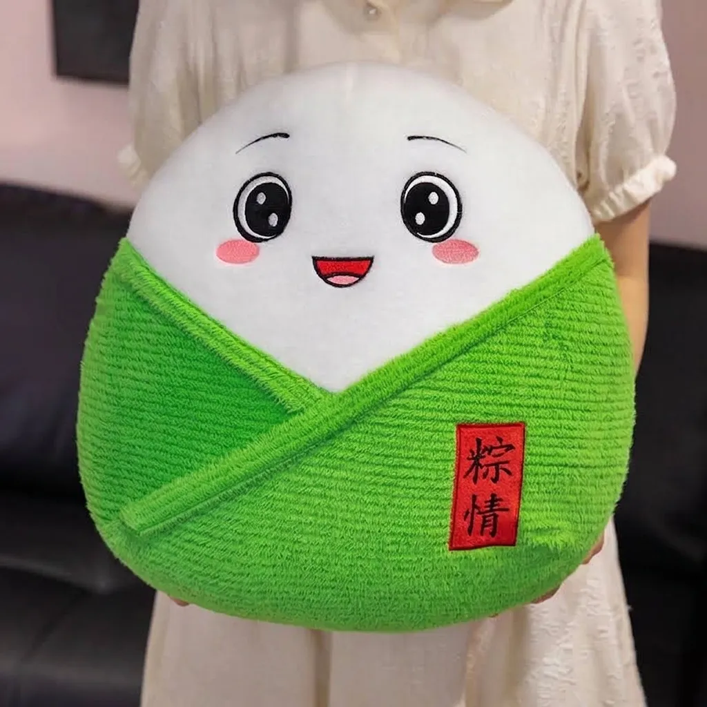 Giocattolo di Peluche Zongzi del Festival delle Barche Drago Cuscino a Forma di Involtino di Riso Cartone Animato Pendente per Borsa Regalo Festivo per Bambini Amici Verde Bianco