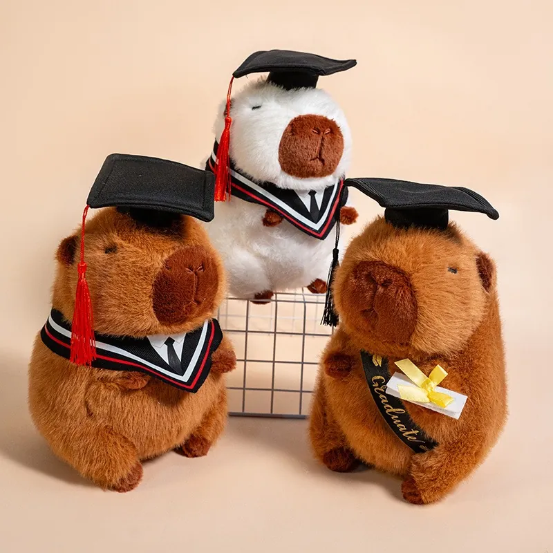 Peluche di Capybara Laureato con Tocco da Dottore Regalo di Laurea per Studenti Orso Elefante Westie Bambola Commemorativa
