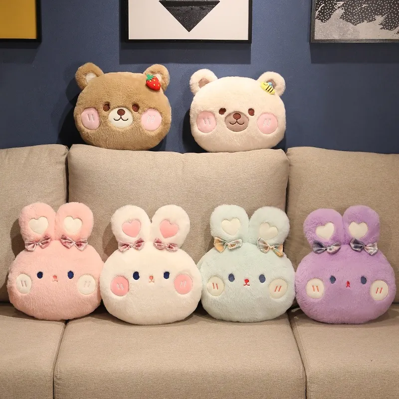 Cartoon Tier Plüsch Handwärmer Kissen Weich Hase Bär Stofftier Büro Nickerchenkissen Für Winter Home Dekor Geschenk