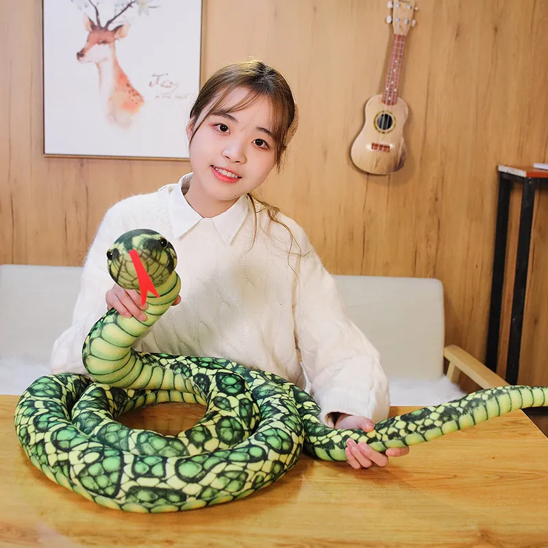 Realistic Giant Python Plush Toy Simulated Snake Stuffed Animal Soft Long Snake Photography Prop Prank Toy Home Decor