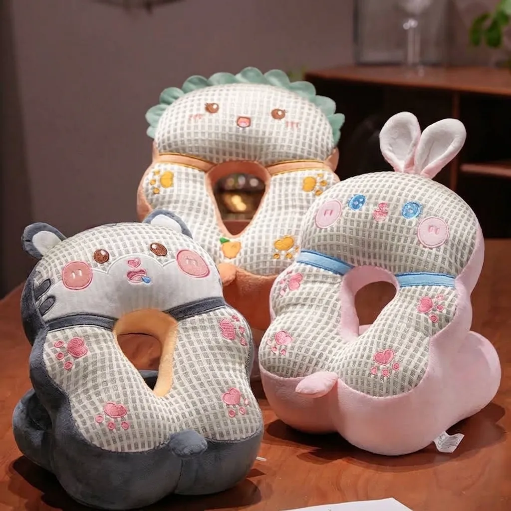 Cartoon Animal Waffle Ice Silk Nap Pillow Breathable Double-Sided Face Down Sleeping Pillow For Office School Students Kids Headrest