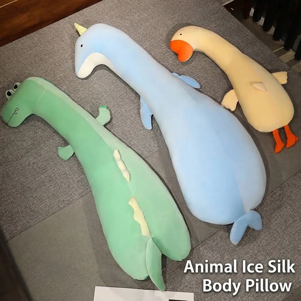Almohada Larga de Cuerpo de Animal de Dibujos Animados para Dormir de Lado Soporte de Pierna Cojín de Peluche Suave