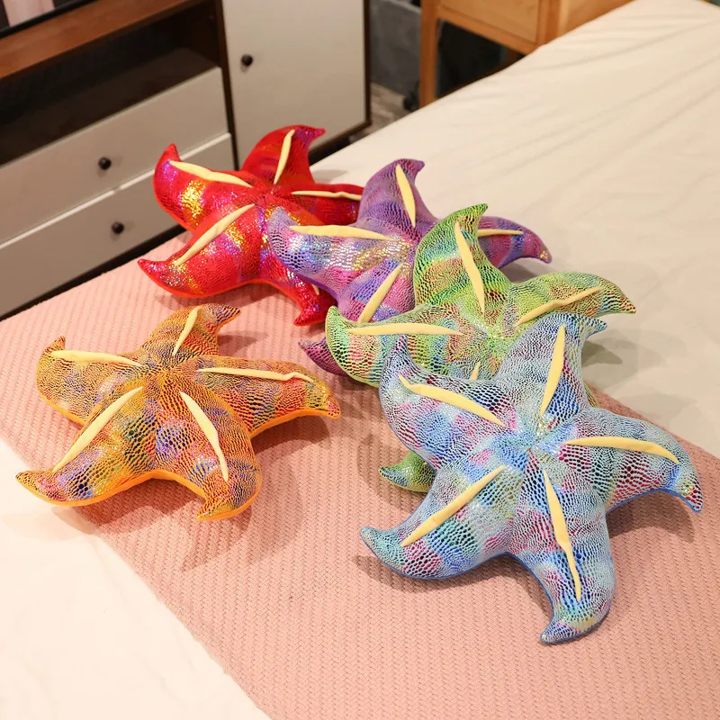 Ins Hot Starfish Plush Pillow Sea Animal Stuffed Toy Bronzing Velvet Marine Seastar Doll Gift For Kids Women Home Decor