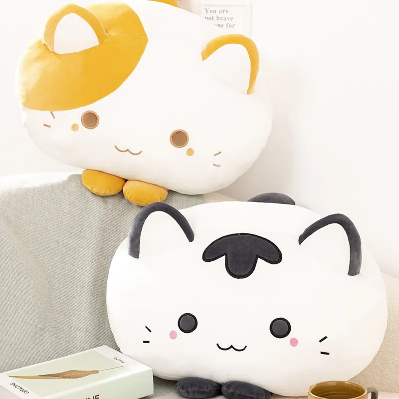 Cute Soft Plush Cat Throw Pillow Cartoon Cat Stuffed Animal Toy Kawaii Kitten Sofa Cushion Cozy Home Decor Accents For Kids Gift Room Ornament