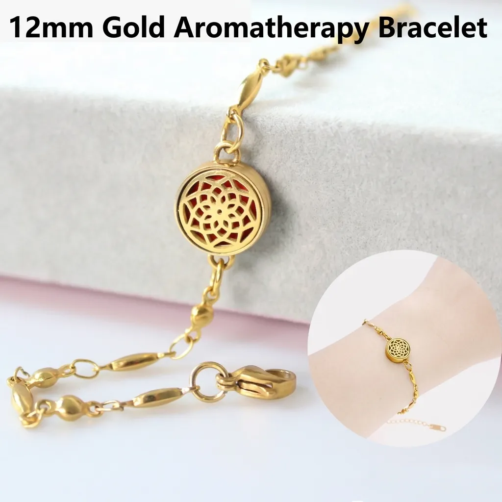 Stainless Steel Aromatherapy Essential Oil Diffuser Bracelet Gold Locket With Colorful Refill Pads For Women Men Jewelry Gift
