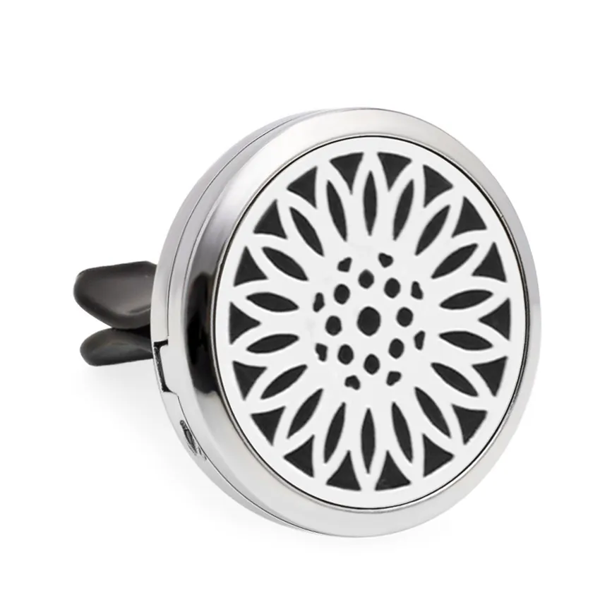Clip de Aromaterapia para Coche de Aleación Tapa Magnética Difusor de Aceites Esenciales Calado Joyería para Ventilación de Coche