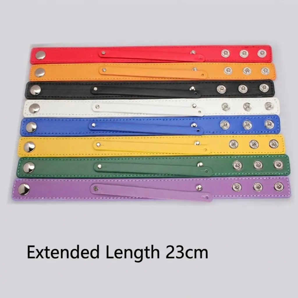 Extended Double Layer PU Leather Snap Button Wristband For DIY Slide Charms Personalised Unisex Fashion Bracelet Craft Base