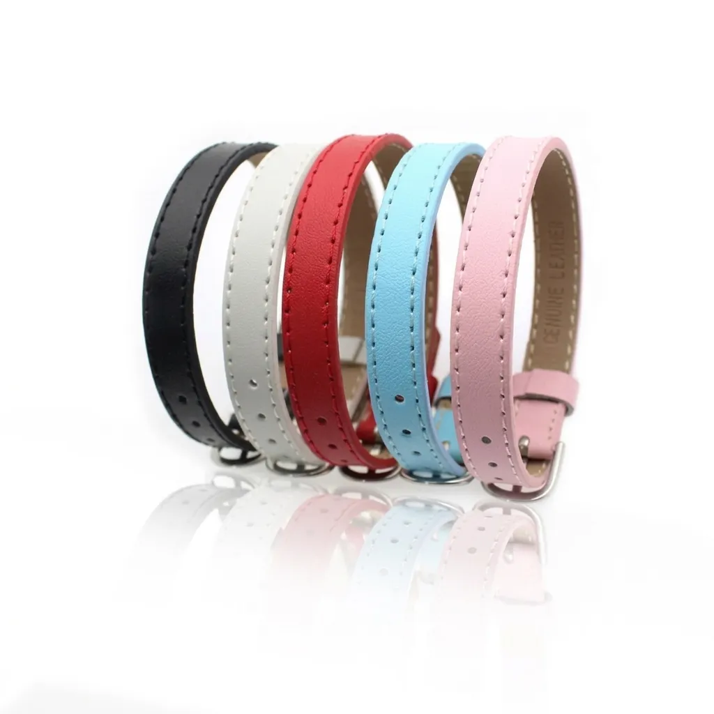 10mm Colorful Genuine Leather Wristband DIY Slide-on Charms Personalized Watch Strap Bracelet Accessory For Women Jewelry