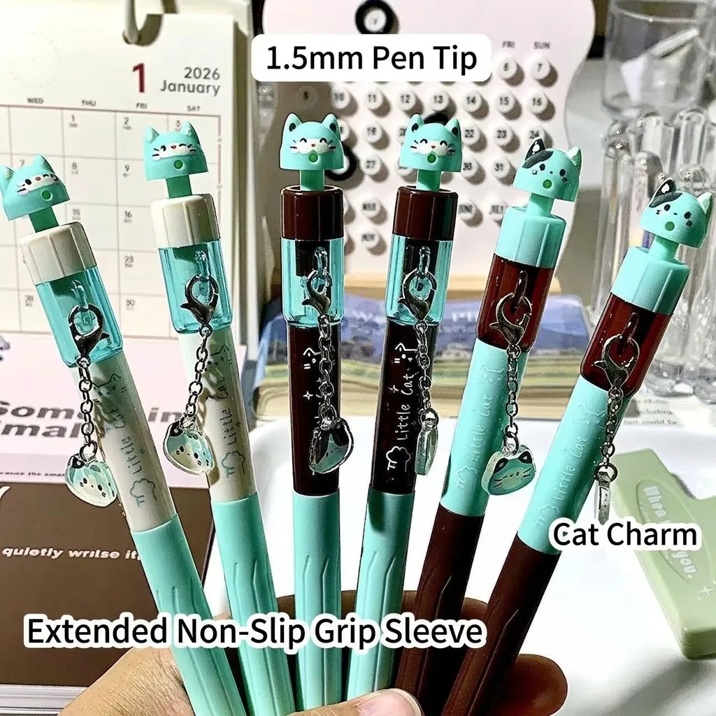 Cute Cat Theme Water Gun Shape Gel Pen 0.5mm ST Tip Fast Drying Ink Writing Pen For Students Stress Relief Novelty Stationery
