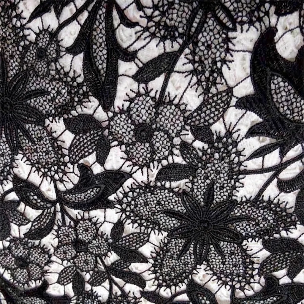 Tissu de Broderie Florale en Dentelle Hydrosoluble 3D Soie de Polyester de Qualité pour Robes de Mode et Artisanat
