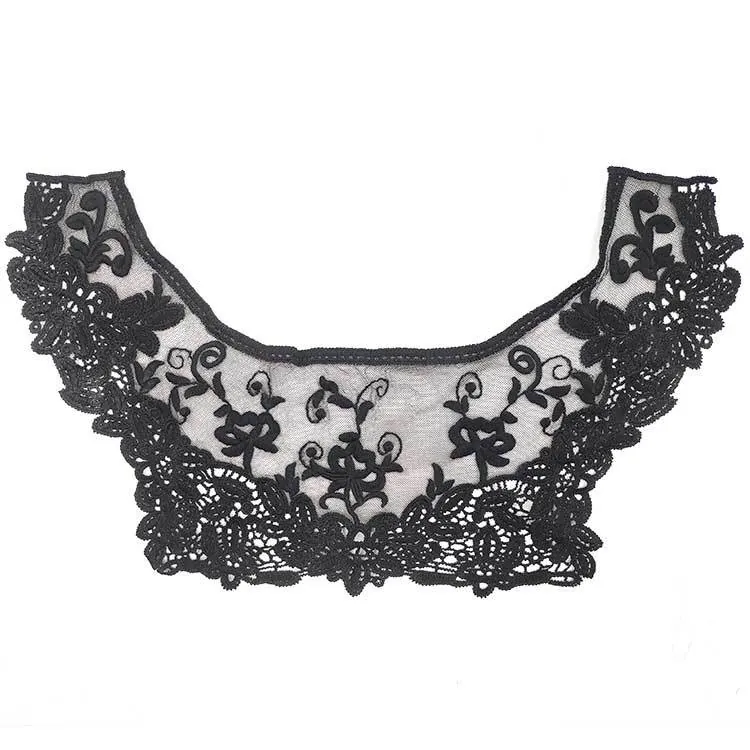 Water Soluble Lace Floral Embroidered Fake Collar Milk Silk Hollow Out DIY Sewing Apparel Accessories Decorative Collar Flower