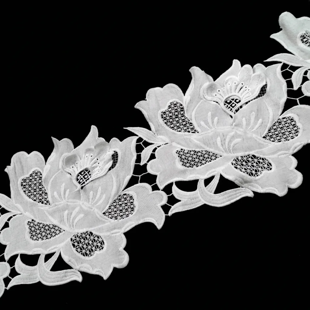 Puntilla de Encaje Hidrosoluble de Seda de Leche Cinta de Flores Bordadas Huecas 3D Para Vestidos de Novia Costura DIY Artesanía