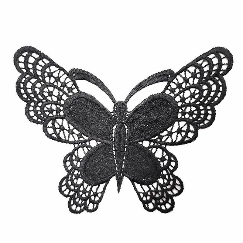 Water Soluble Lace Butterfly Flower Embroidery Appliques Polyester Floral Patch For Lingerie Clothing Accessory DIY Sewing Craft
