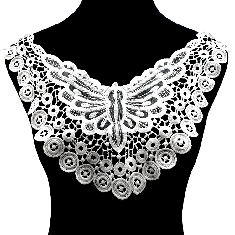 Butterfly Lace Fake Collar Embroidery Applique Hollow Out Organza Milk Protein Fiber False Collar For Women Clothing Accessories