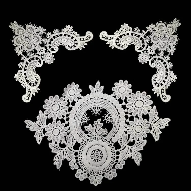 Bestickte Hohl Geschnittene Blume Spitze Applikation Patch Milchseide Florale Spitze Besatz Für DIY Nähen Kleidung Dekoration Zubehör
