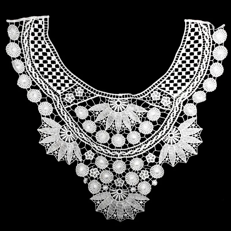 Large Water Soluble Lace 3D Embroidery Fake Collar Elegant Polyester Silk Hollow Out Floral Decorative Neckpiece For Women