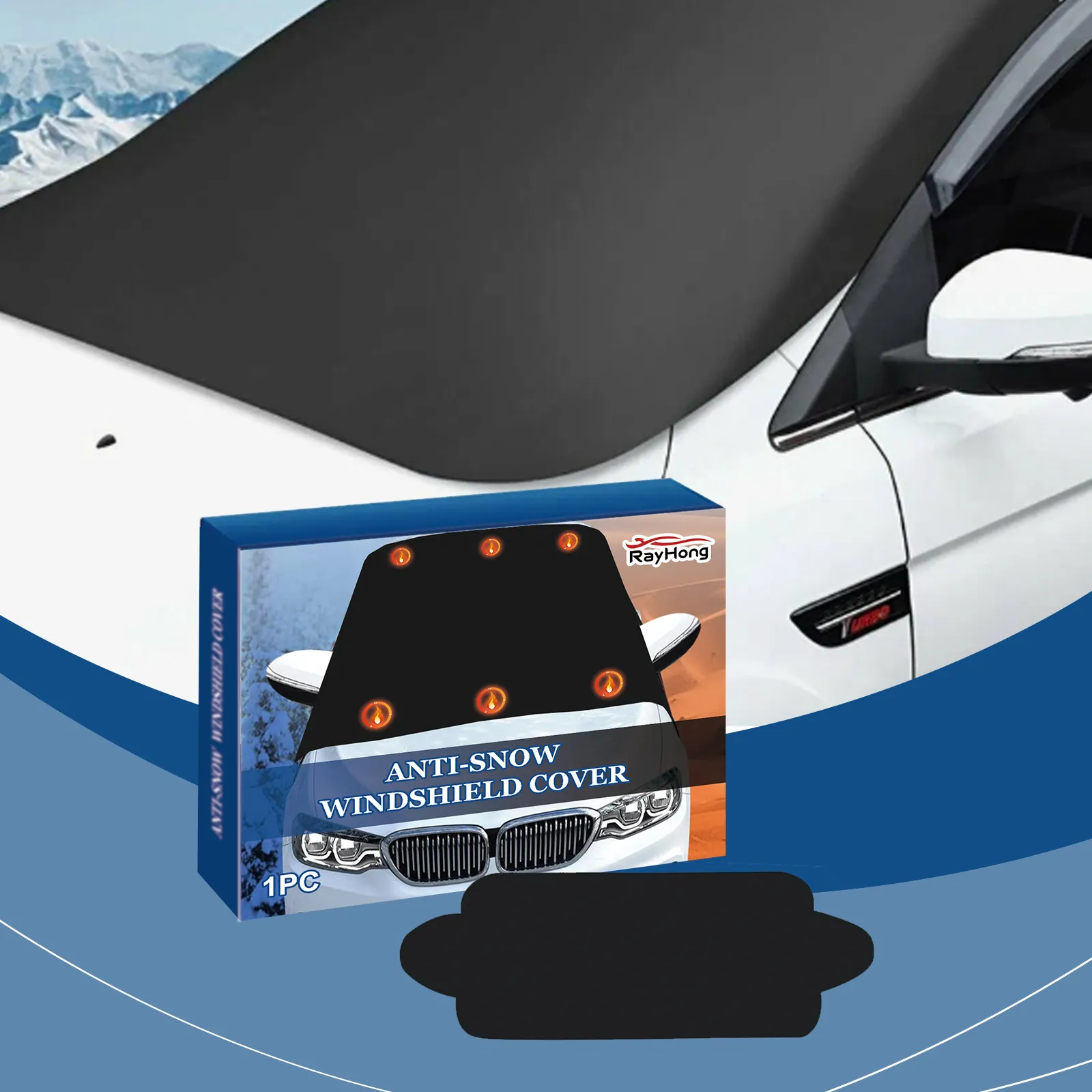 RayHong Cubierta de Nieve para Coche Protección de Parabrisas de Invierno Escudo Contra Escarcha Hielo Plegable Película de Aluminio Parasol Accesorios Exteriores Auto Universales