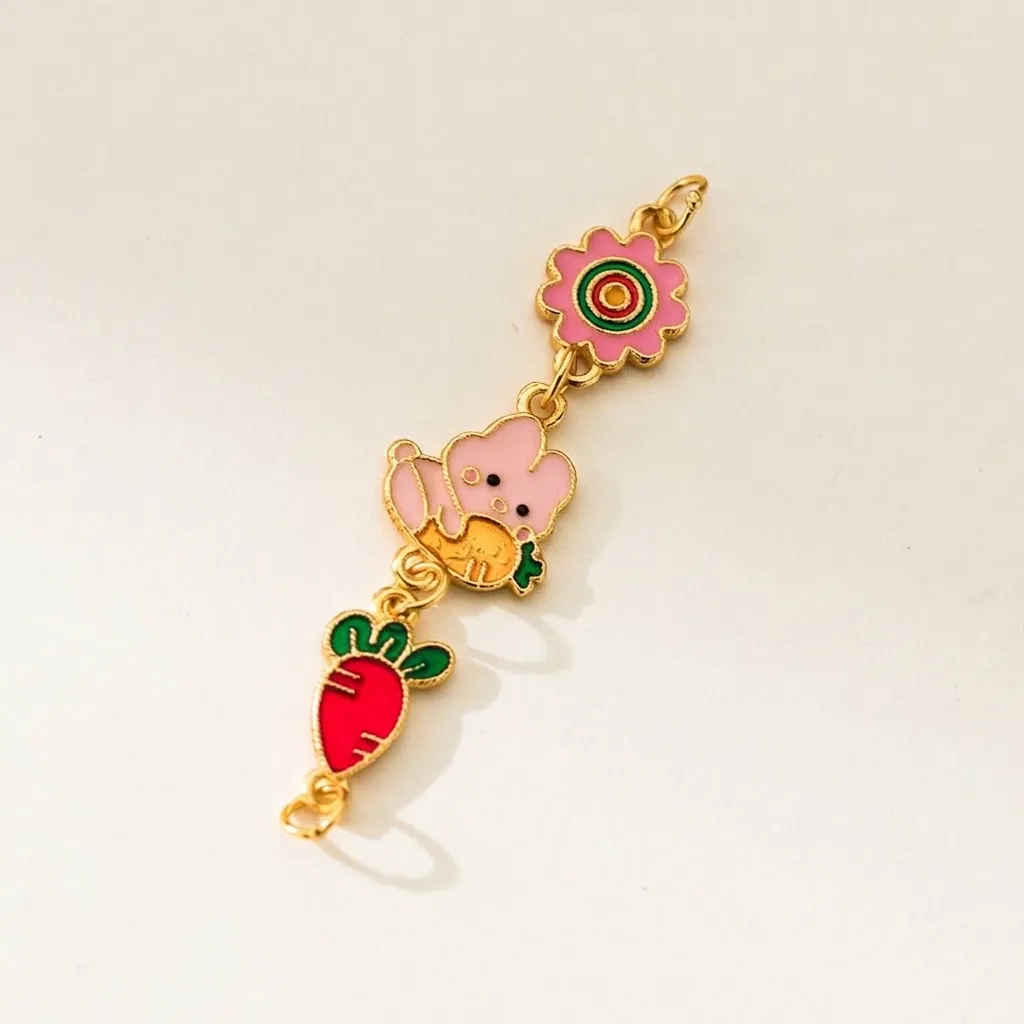 925 Sterling Silver Gold Plated Enamel Rabbit Carrot DIY Jewelry Accessory Pendant Bracelet Extension Chain For Women Jewelry Making