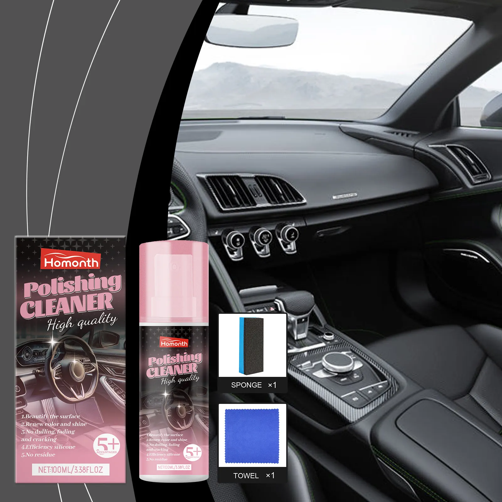 Agente Rivestimento Restauratore Interni Auto Cura Rinnovamento Pelle Lucido Detergente Liquido Spray Strumento Con Spugna Kit Asciugamano Microfibra Per Manutenzione Veicolo