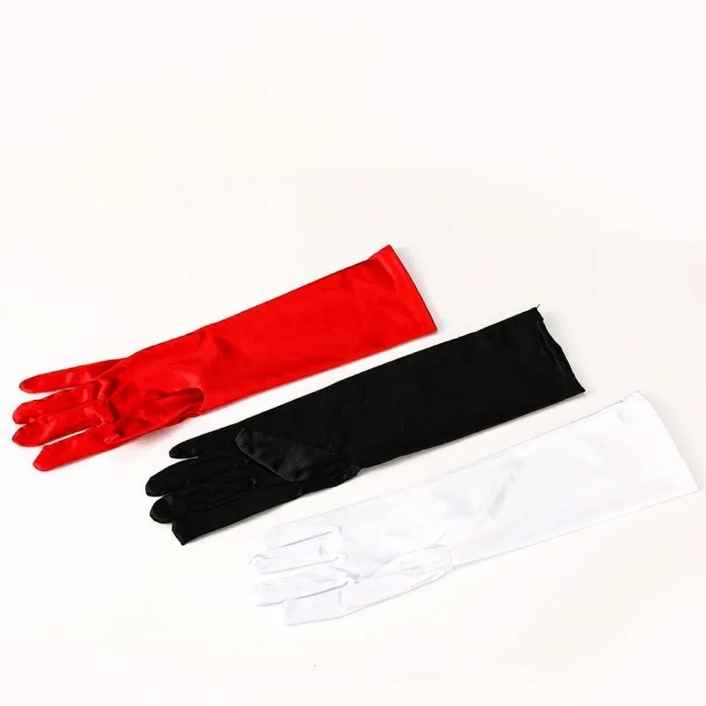 Elegante Vintage Lange Braut Satin Handschuhe Hohe Elastizität Glatte Formelle Opernhandschuhe Für Hochzeit Party Damen Zubehör