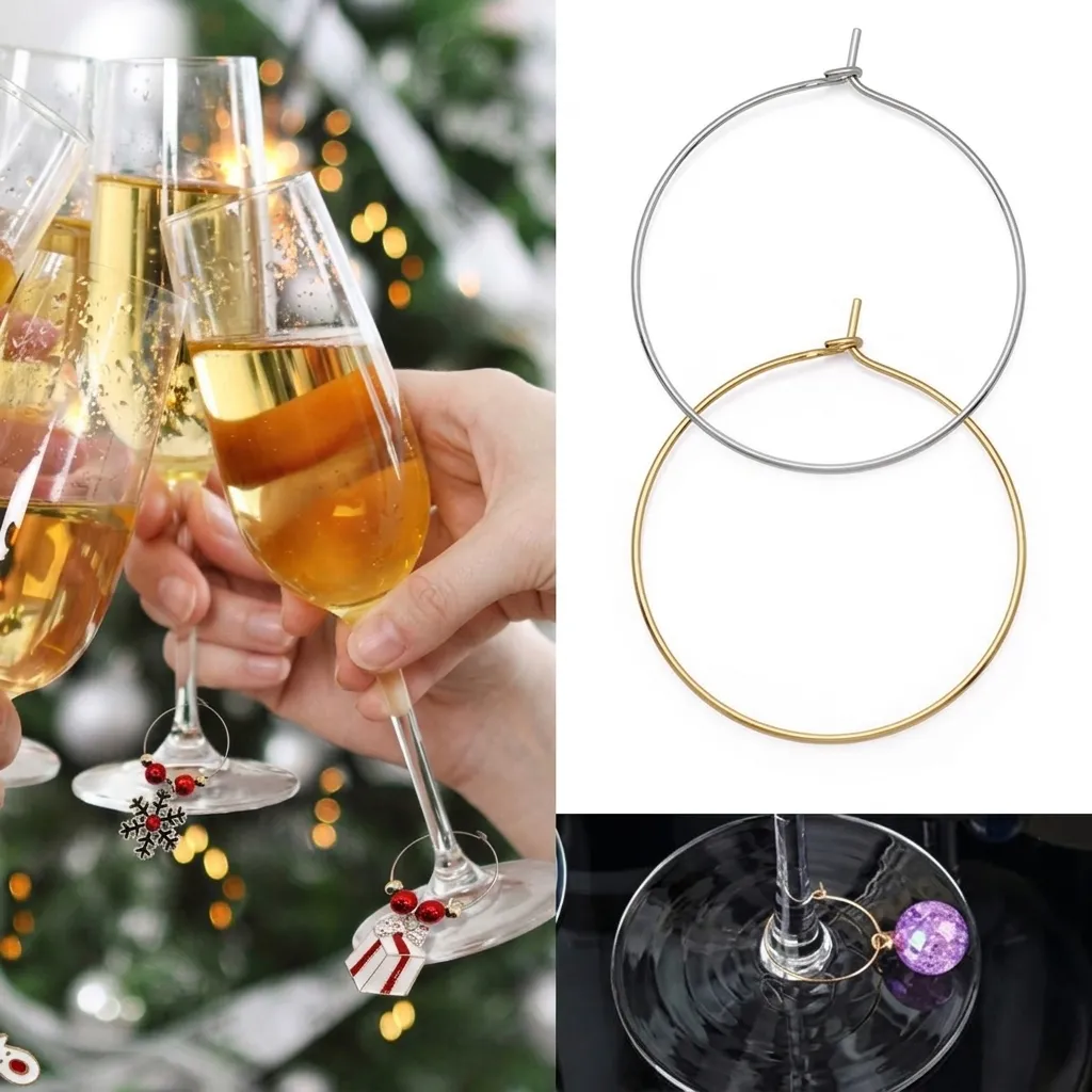 Segna Bicchieri da Vino in Ferro Segna Drink in Metallo Cerchi DIY per Decorazione Tavolo Matrimonio Festa Accessori Identificativi