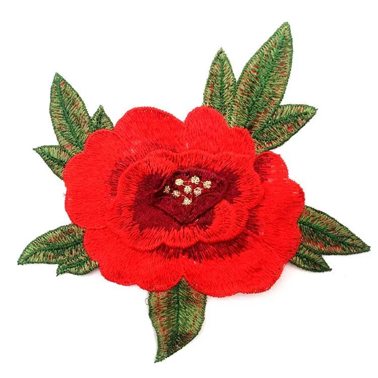 Écusson Brodé Rose 3D Multi-Couches DIY Dentelle Florale Hydrosoluble Applique pour Accessoires de Vêtement Maison Mariage