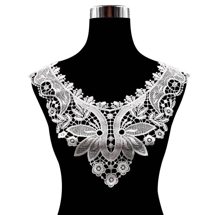 Polyester Embroidery Lace Collar DIY Hollow Floral Butterfly Water-soluble 3D Embroidery Trim For Women Clothing Accessories