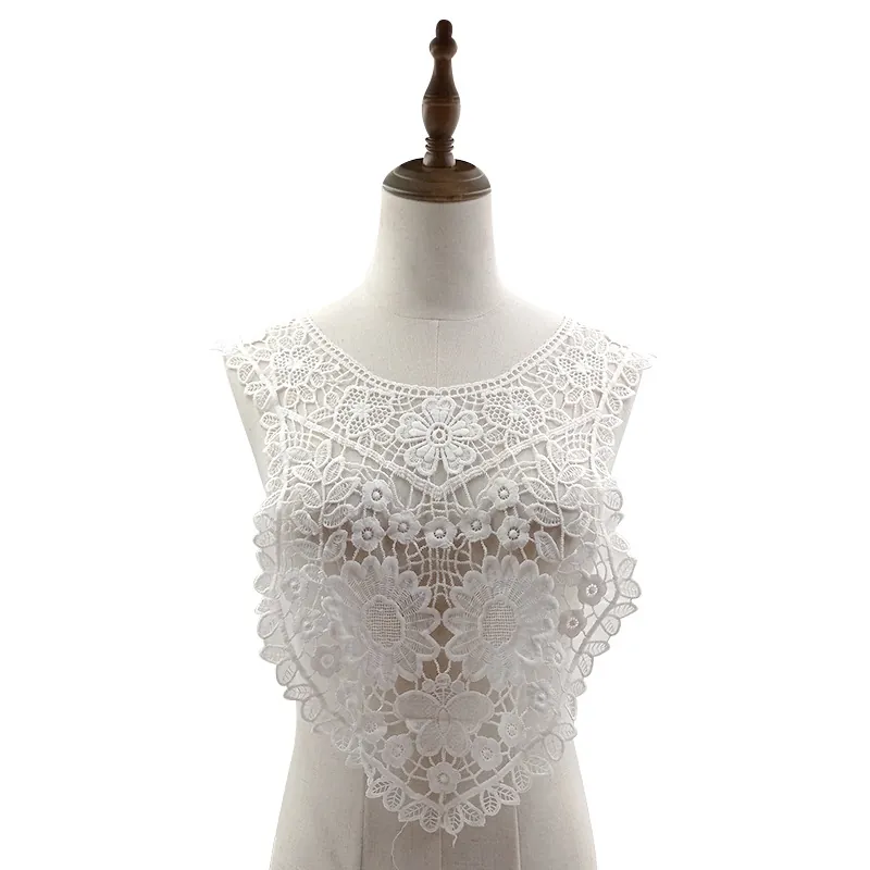 Milk Silk Embroidery Floral Hollow Out Fake Collar Water Soluble Lace Patch DIY Clothing Decoration White Butterfly Accessory