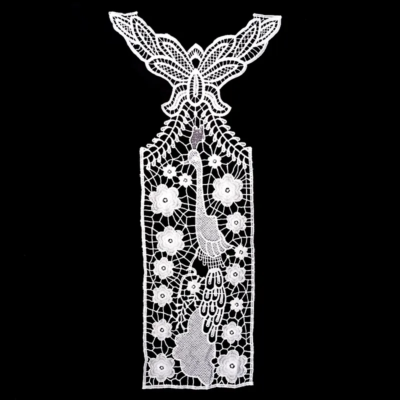 White Milk Silk Water Soluble Embroidered Lace Applique Elegant Peacock Butterfly Flower Patch For DIY Wedding Dress Accessories