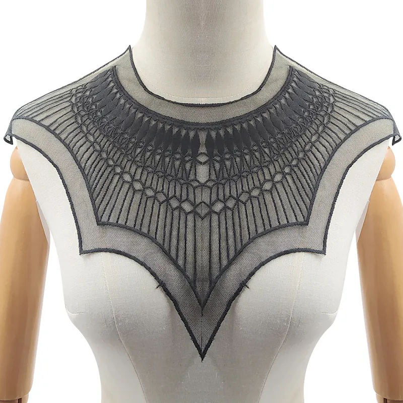 Women Mesh Embroidery Floral Fake Collar Milk Silk Water Soluble Lace DIY Clothing Accessories For Elegant Wedding Banquet Decorative Lace Trim
