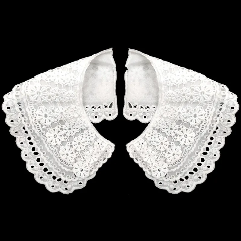 Cuello Falso de Encaje Hidrosoluble Costura de Tres Capas Bricolaje Bordado de Ojales Floral Gargantilla Accesorios de Ropa Mujer