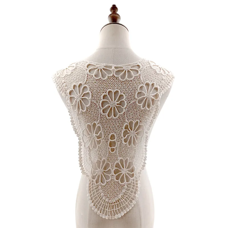 Vintage Embroidered Cotton Thread Hollow Out False Collar Neckline Floral Lace Applique DIY Clothing Sewing Accessory Patch