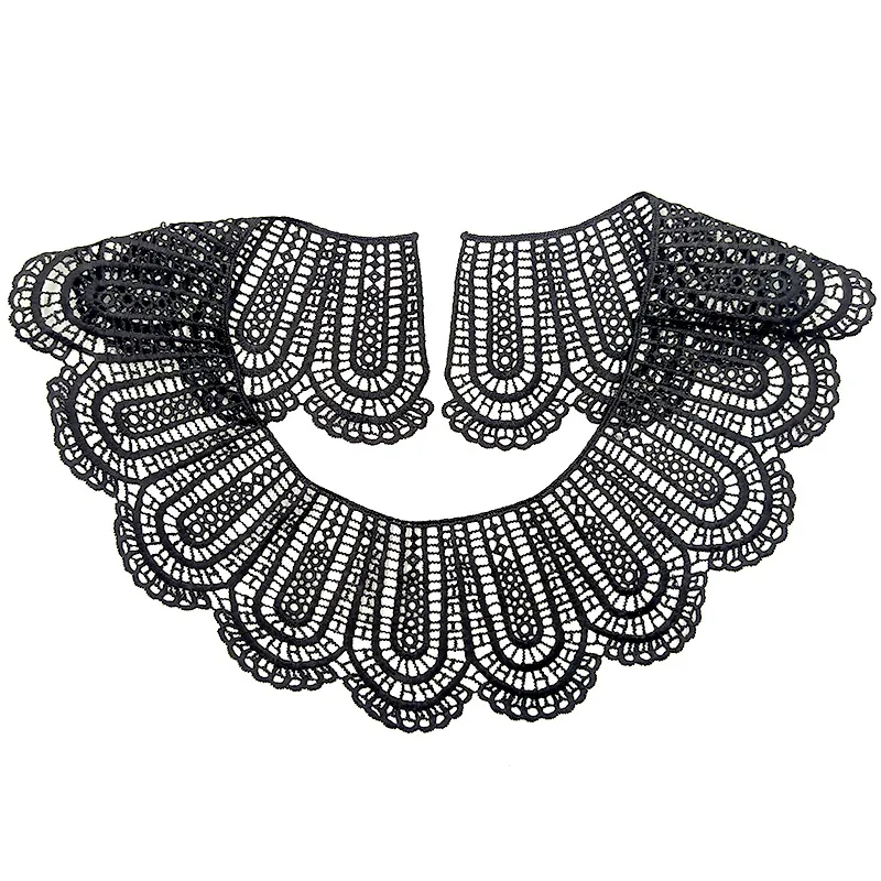 Milk Silk Embroidered Lace Detachable Collar For Women Hollow Floral Pattern DIY Apparel Sewing Accessories Decorative Neckline