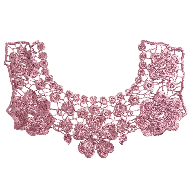 Polyester Embroidered Lace Collar 3D Hollow Rose Floral Embroidery Fake Collar DIY Apparel Sewing Trims Neckline Decoration For Women