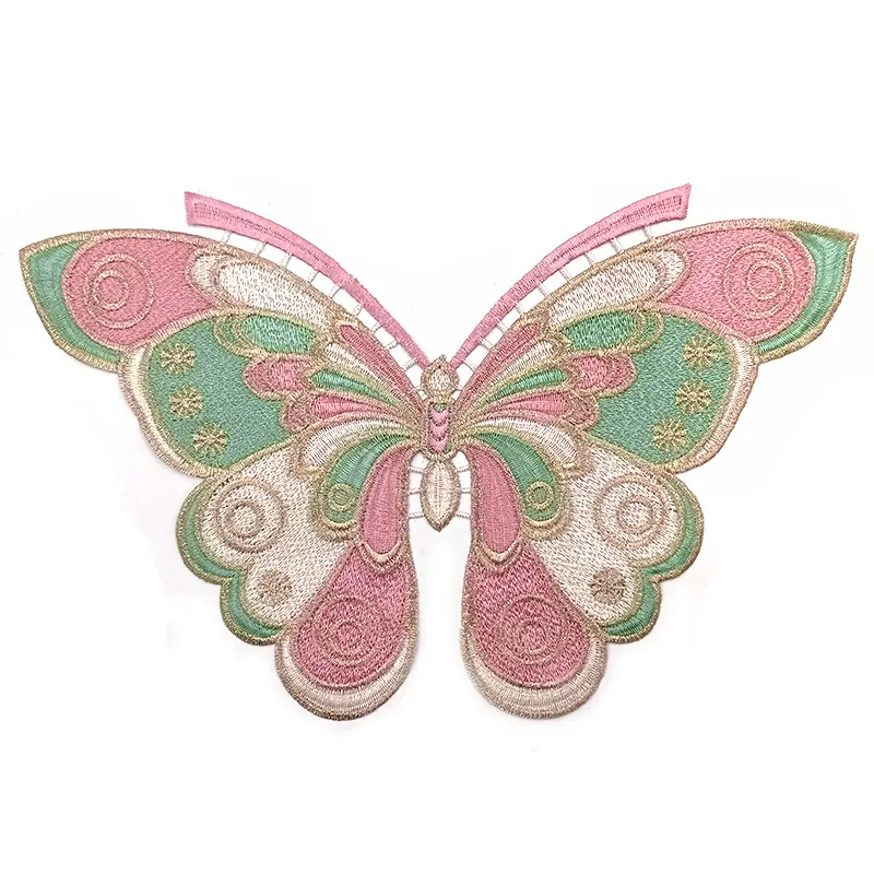 Butterfly Embroidered Lace Fake Collar With Gold Thread Applique For DIY Clothing Decoration Vintage Luxurious Women Accessory
